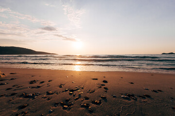 a sunset on the sea beach