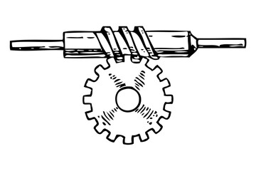 Abstract shape icon of Machinical worm gear engine vector isolated on white background