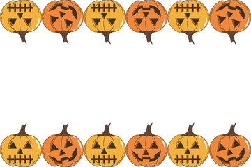 Halloween Frame design template with blank space. Horror jack'o'lantern Frame isolated white. Vector illustration can used postcard greeting card template banner poster. EPS 10