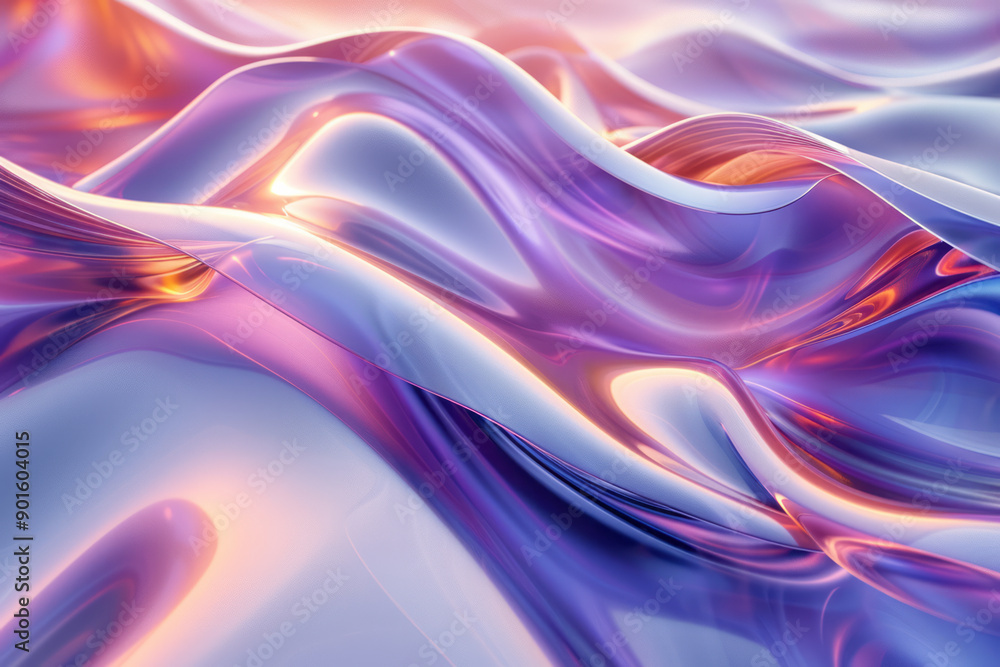 Aufkleber clean depiction of an abstract wave pattern formed by geometric shapes in smooth purple and metallic