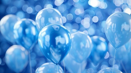 Banner featuring a colorful array of blue balloons that creates a soothing and festive atmosphere