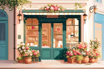 A quaint little bakery with a charming storefront