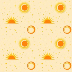 Flat design summer sun pattern