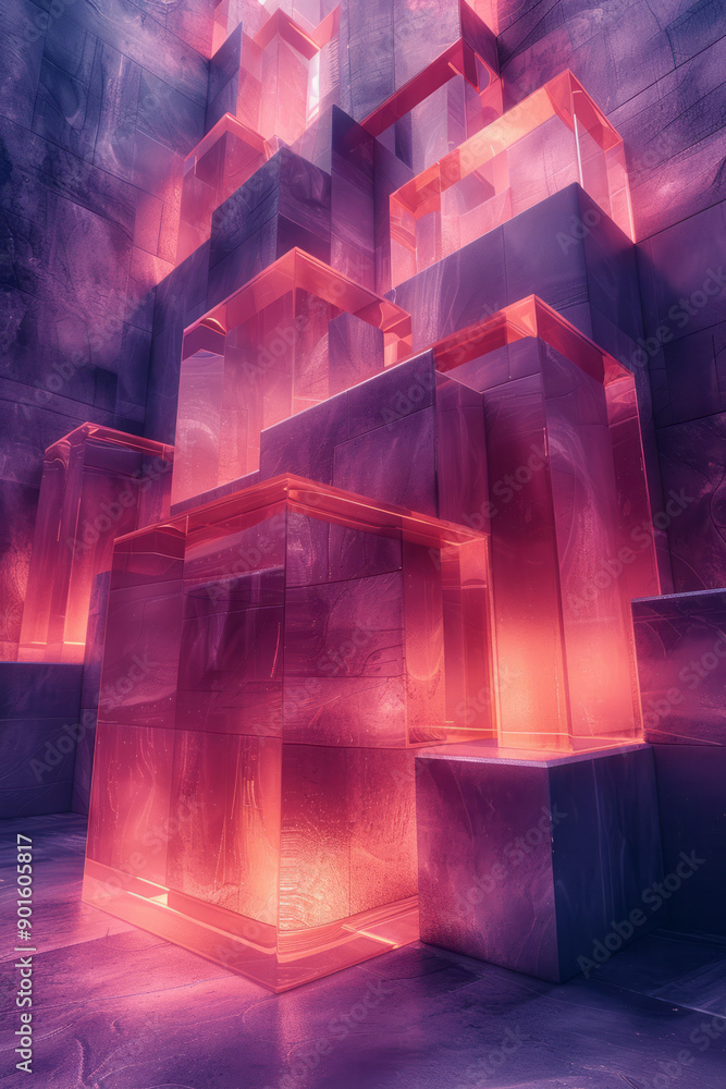 Aufkleber clean depiction of overlapping geometric shapes in various sizes, featuring a harmonious blend of de