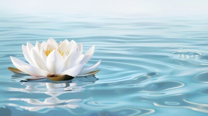 A watercolor illustration of a peaceful blue hued lotus flower and a harmonious meditation background