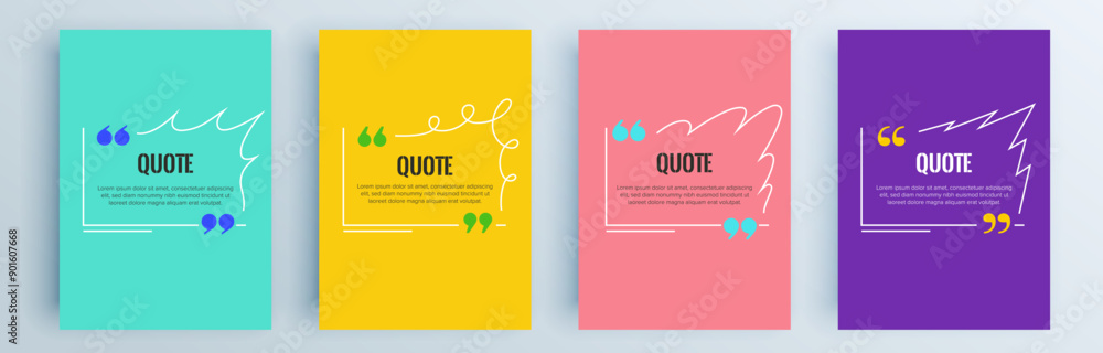 Poster quote frames blank templates set. text in brackets, citation empty speech bubbles, quote bubbles. te