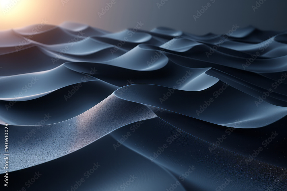 Poster clean depiction of a dynamic arrangement of dark lines and waves, enhanced by subtle gradients and s