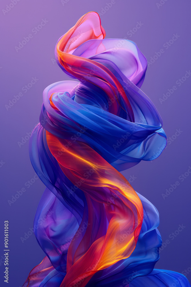Poster sleek design featuring layered 3d streaks that intertwine, producing a captivating visual effect on 