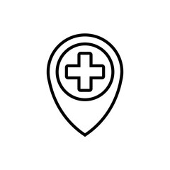 Stethoscope Location Pin Logo sign icon symbol Design. Medical Health care Logotype. Vector illustration template
