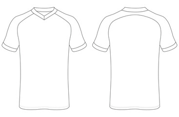 V Neck T shirt jersey  mockup vector illustration template design