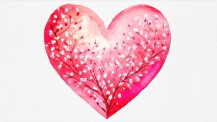 Spring heart, watercolor, without background