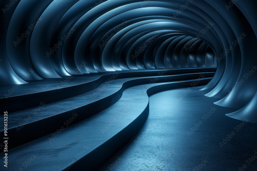Poster sleek design showcasing bright light streams that radiate from the edges before converging into a ce