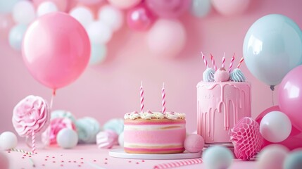 sweet festive background with a large wide empty space for birthday greetings 