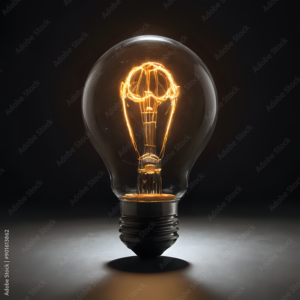 Wall mural a light bulb with a glowing light inside on a dark surface