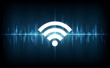 Symbol of wi-fi, internet, in white color with a blue gradient background