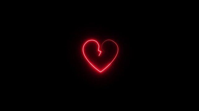 broken heart neon sign animation.