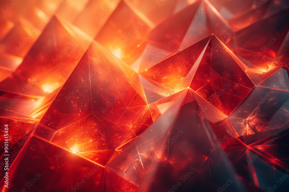 Aufkleber clean and modern image of a series of interconnected geometric forms with radiant light accents in r
