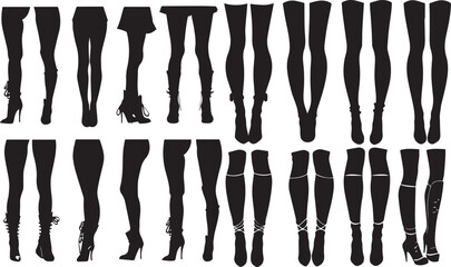 Pantyhose Elegant Silhouette Vector Illustrations