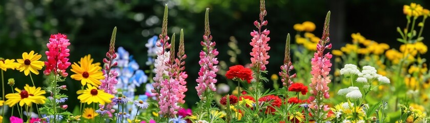 Vibrant flower garden showcasing an array of colors and species, perfect for nature lovers and floral enthusiasts.