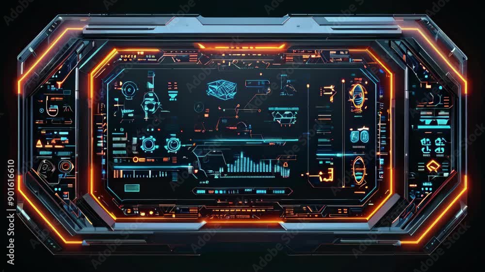 Poster hud concept design of frame with brackets, equalizers, data, futuristic elements. overlay template f