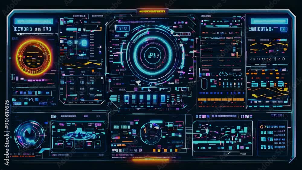 Poster hud technology sci texture. user interface data display. control panel hud technological elements.