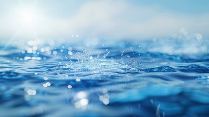 3d Blue water with ripples on the surface.