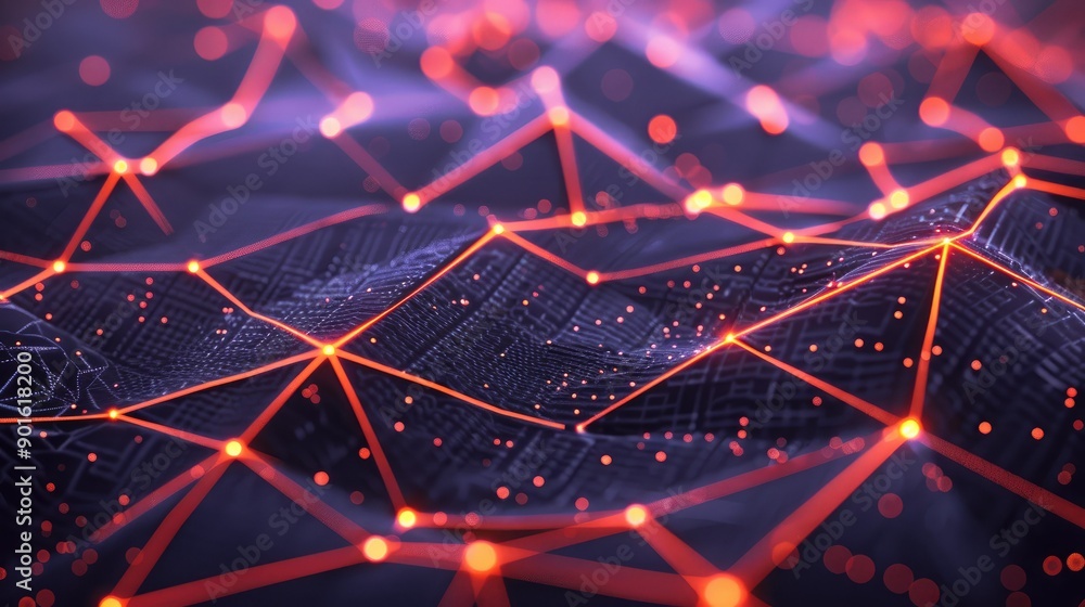 Poster digital network connections glowing in a geometric pattern