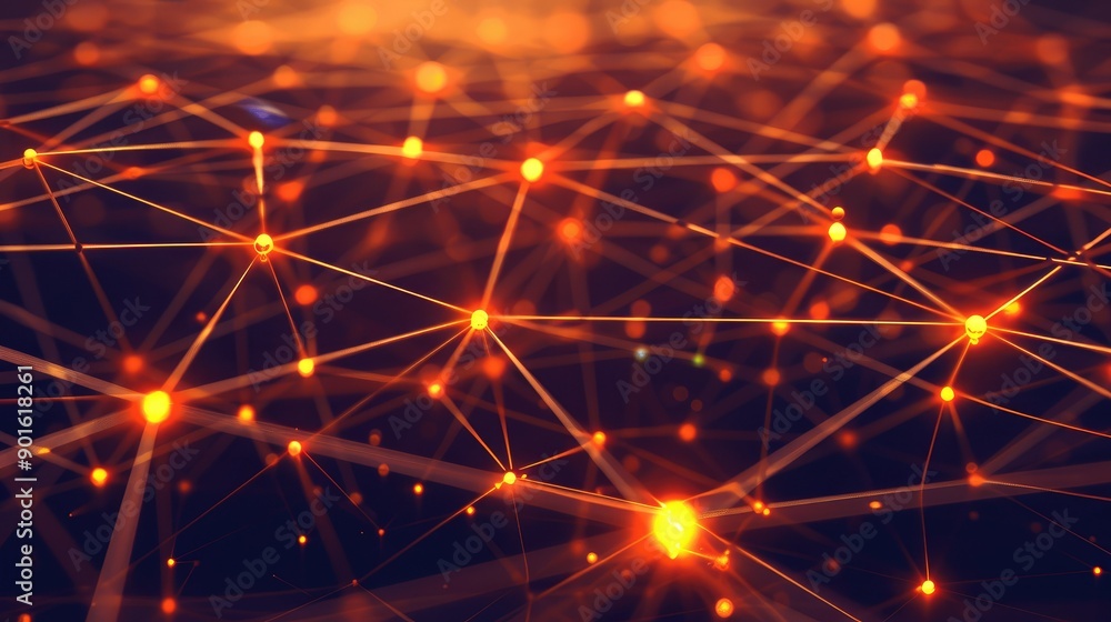 Poster digital network connections glowing in a geometric pattern