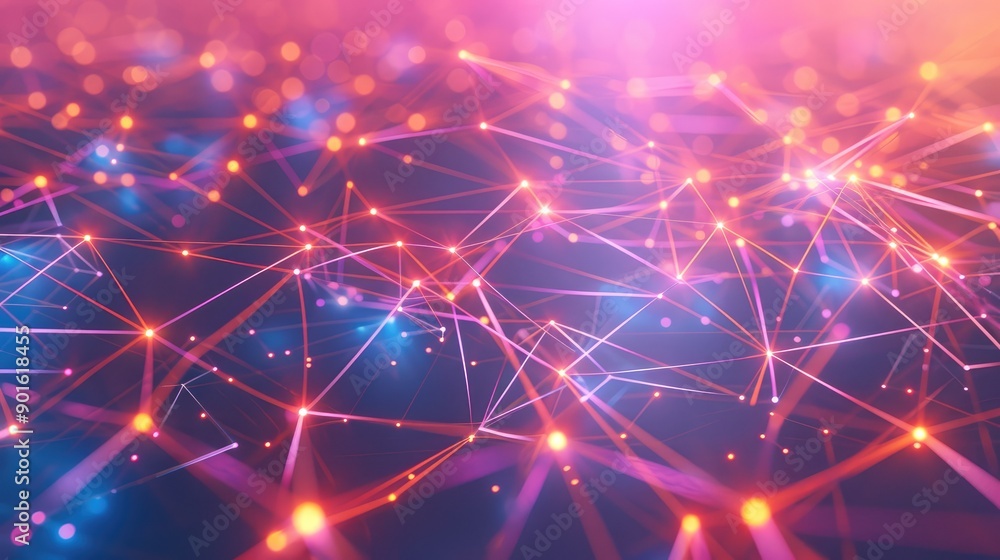 Poster digital network connections glowing in a geometric pattern