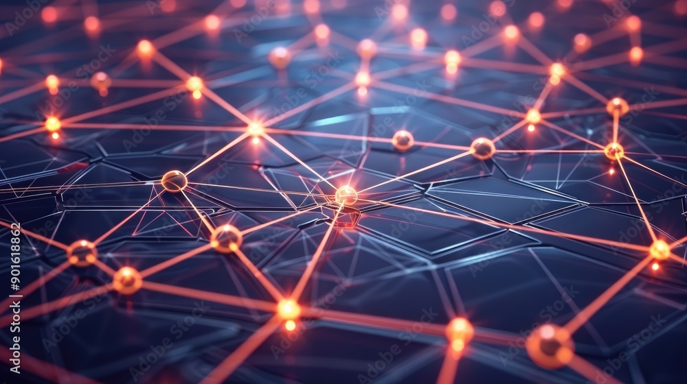 Poster digital network connections glowing in a geometric pattern