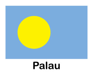 Palau national flag. Banner, state symbol, flagpole.