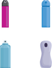 Room fragrance icons set cartoon vector. Various room deodorant. Aromatherapy concept