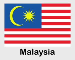 Malaysia national flag. Banner, state symbol, flagpole.
