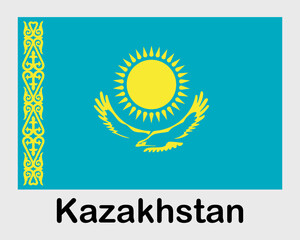 Kazakhstan national flag. Banner, state symbol, flagpole.