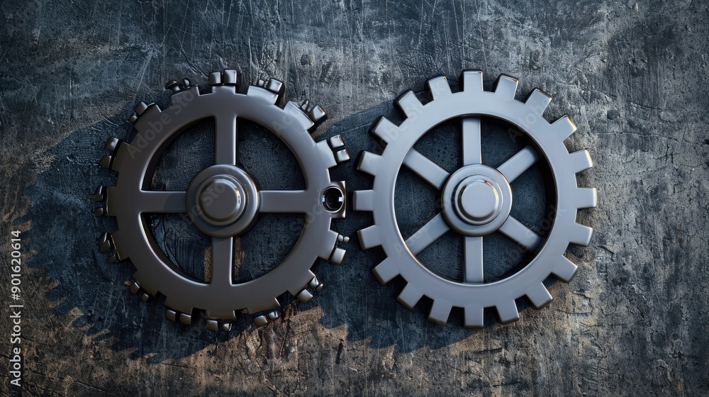 Aufkleber a partnership symbolized by two gears interlocking.
