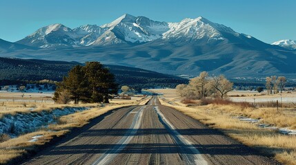 road in the snowy mountains