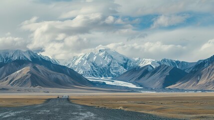 snow covered mountains in winter
