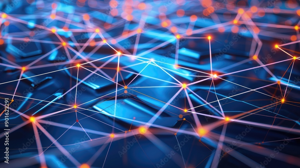 Poster digital network connections glowing in a geometric pattern