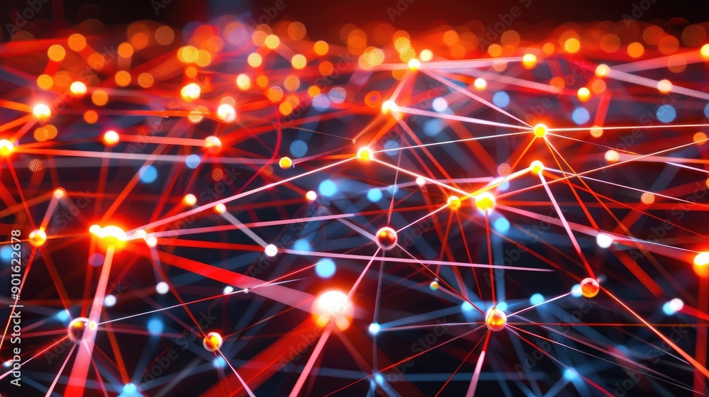 Poster digital network connections glowing in a geometric pattern