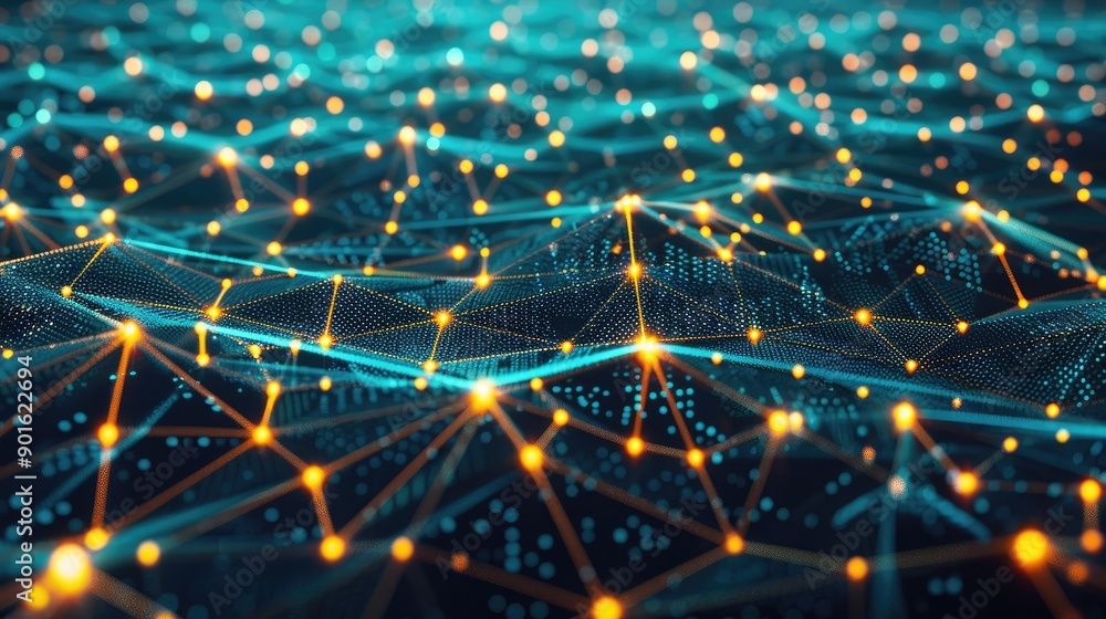 Aufkleber digital network connections glowing in a geometric pattern