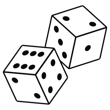 recommend clip art: Pair of dice to gamble or gambling in craps line art vector icon for casino apps and websites