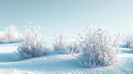 Obraz premium Serene Minimalist Winter Landscape with Snow-Covered Field and Clear Sky - Digital Art Realistic Background