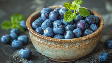 Bowl of Freshly Picked Blueberries
