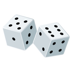 Pair of white dice to gamble or gambling. vector icon for casino apps and websites