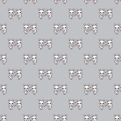Cute white rabbits dancing in love seamless pattern 