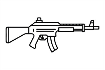 Assault Rifle lineal color mode line art vector