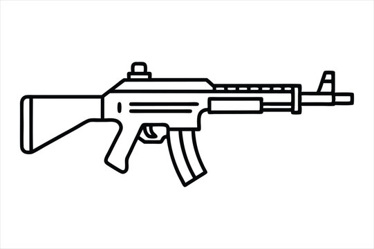 black outline rifle weapon clip art preview
