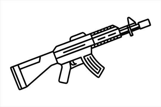 recommend clip art: Assault Rifle lineal color mode line art vector