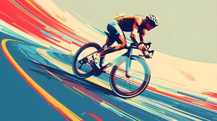 Fototapeta premium Cycling Sprint: A cyclist sprinting on a track, legs pumping and bike leaning into the curve. 