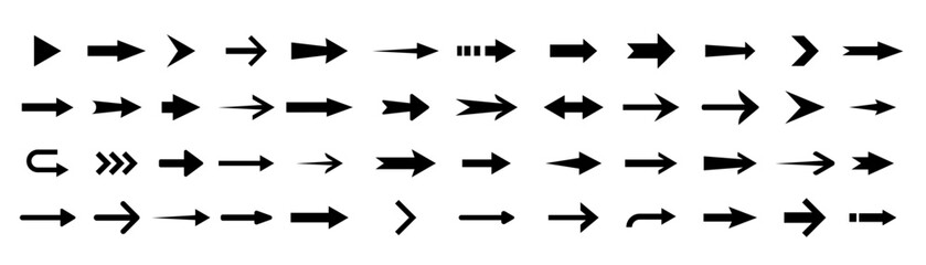 Arrow icon. Modern simple arrows. Collection different arrows on flat style for web design or interface.  Set of arrows. Vector illustration.